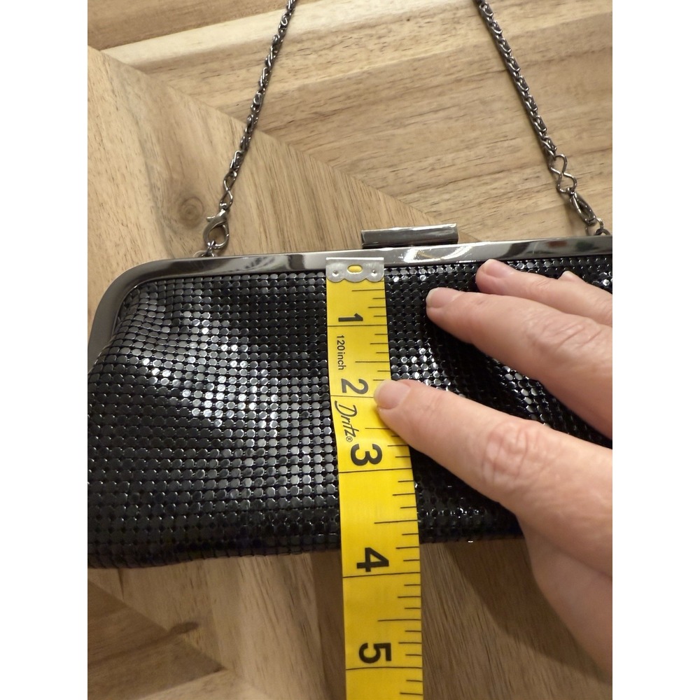 Carlo Fellini Black Metal Mesh Evening Bag Clutch Date Night Fancy Cocktail Hour - Picture 4 of 6